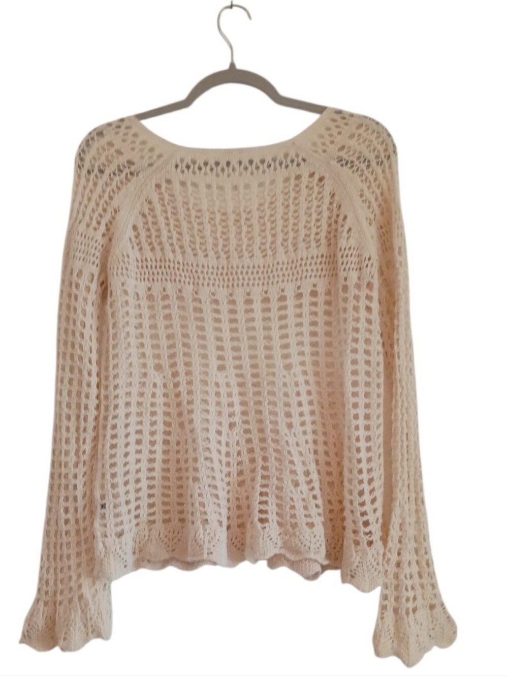 Free People Knit Cream Top Size Medium - Picture 2 of 5